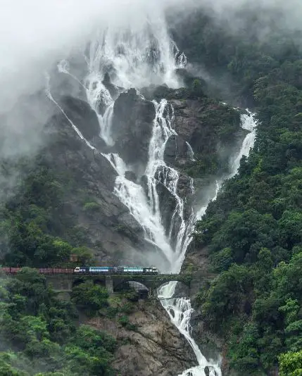 Dudhsagar waterfall Goa, surla waterfall Goa, waterfalls in north Goa, hidden waterfall in Goa