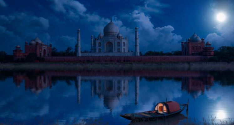 Taj Mahal, Taj Mahal on Chandni Raat, Taj Mahal in moonlight, Taj mahal night view, Agra, Archaeological Survey of India